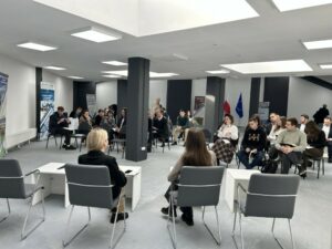 People in a large room