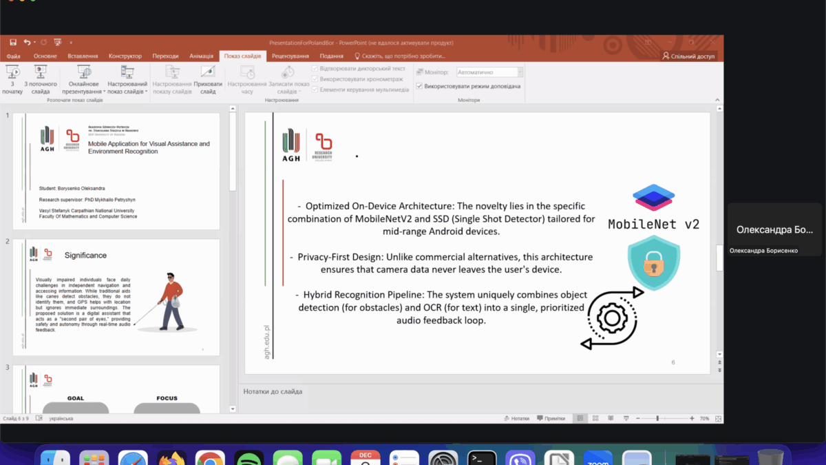 Screenshot of the presentation