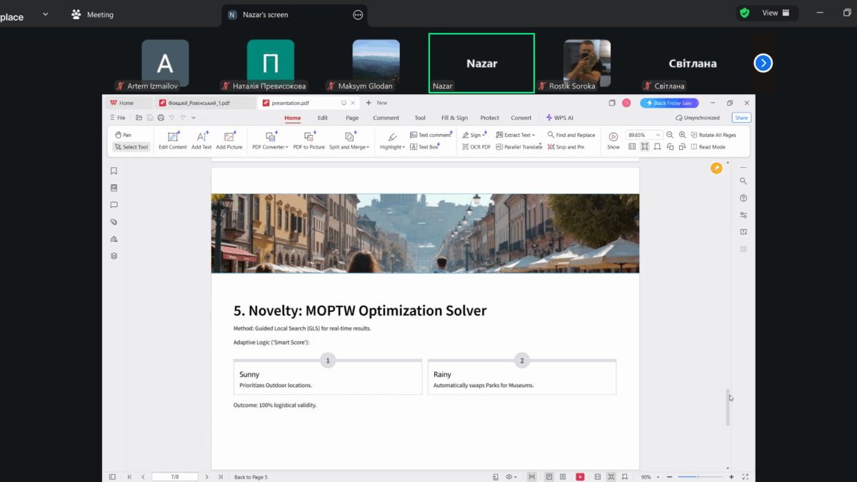 Screenshot of the presentation