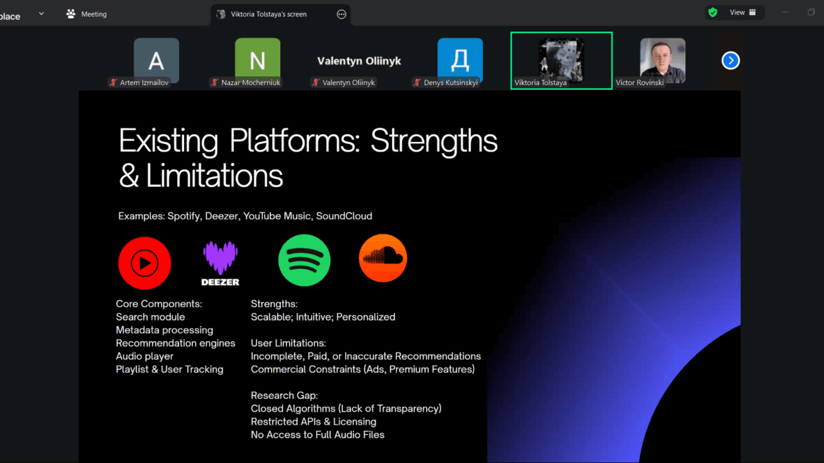 Screenshot of the presentation